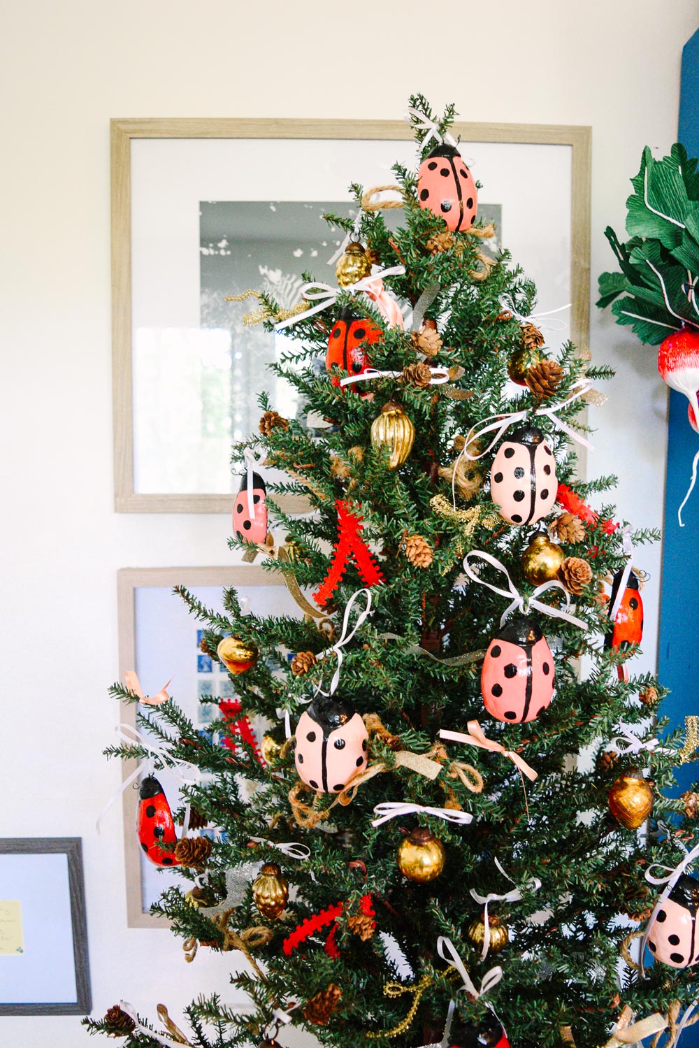 a pink and red ladybug christmas tree